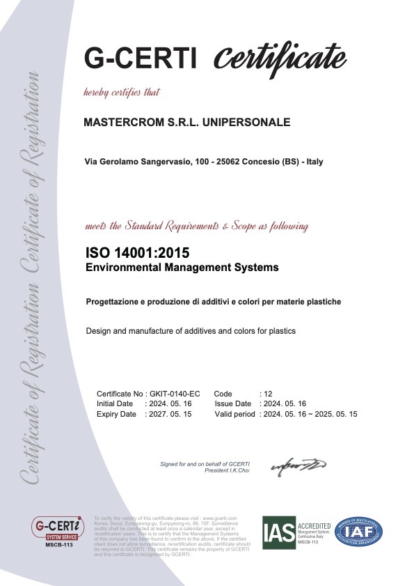 Certificazione Master Crom