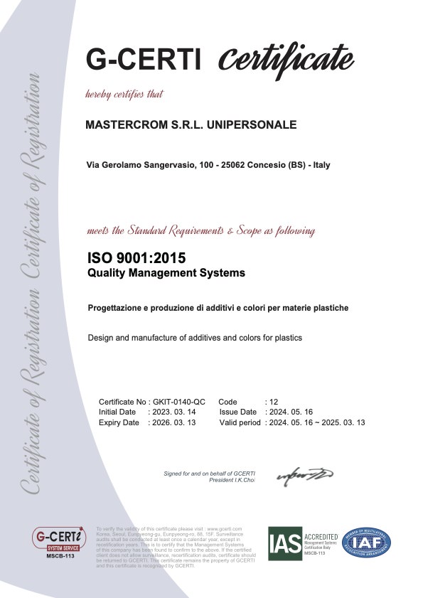 Certificazione Master Crom