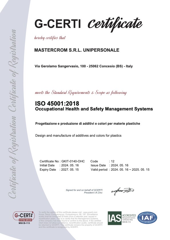 Certificazione Master Crom